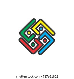 Four J letter rotation logo design vector