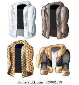 Four jackets from the skins of wild animals. Vector.