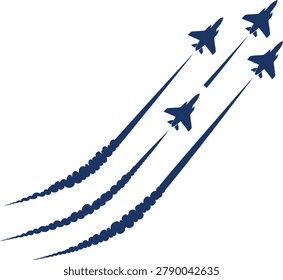 Four jet fighter planes flying in formation