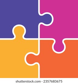 Four jigsaw pieces connected together. Perfect match