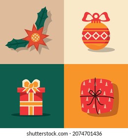 Four Joyeux Noel Set Icons