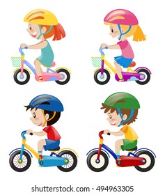 Four kids on bikes