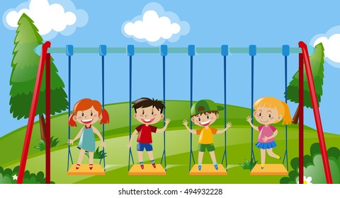 Kids Playing Park Cartoons Stock Vector (Royalty Free) 1147990046 ...