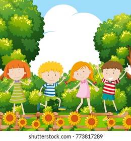 Little School Children Studying Park Stock Vector (Royalty Free) 1533013418