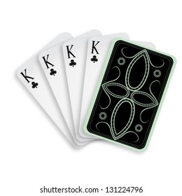 four of a kind clubs kings against white background, abstract vector art illustration; image contains transparency