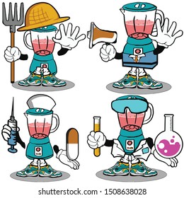 four kind of cool different jobs of blue food blender