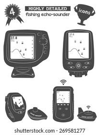 Four kind of echo-sounder highly detailed icons vector 
