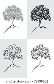 Four kinds of artistic drawing of the tree