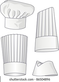 Four kinds of white caps for the cook