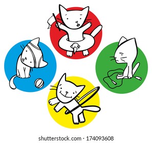 four kittens playing