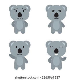 Cuatro expresiones koalas carácter lindo