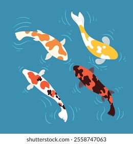 
four koi fish with different motifs