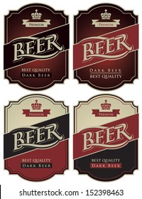 four labels for beer in a retro style