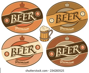 four labels for beer in a retro style