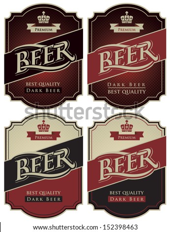 four labels for beer in a retro style