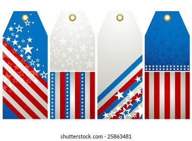 four  labels with elements of usa banner, vector illustration