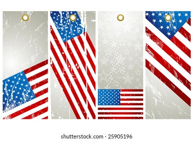 four  labels with elements of usa banner, vector illustration