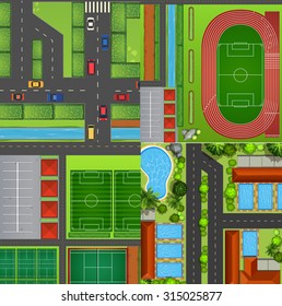Four landscapes from top view illustration
