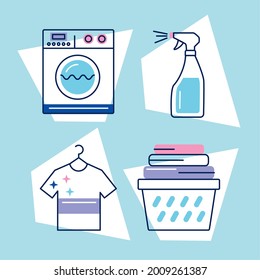 four laundry service set icons