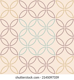 Four Leaf circle outline tile seamless pattern. Digital illustration background
