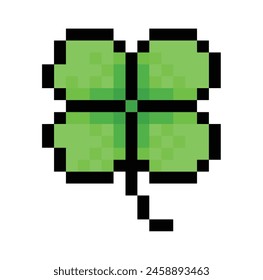 Four leaf clover  in 8 bit pixel art.