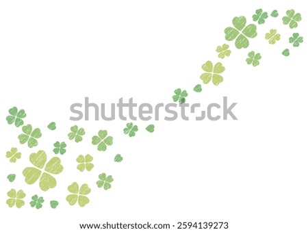 Four leaf clover background card, hand drawn style, vector illustration