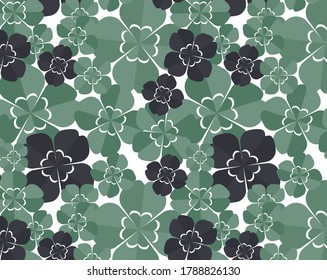 Four leaf clover background image Colorful clover vector illustration. Seamless pattern