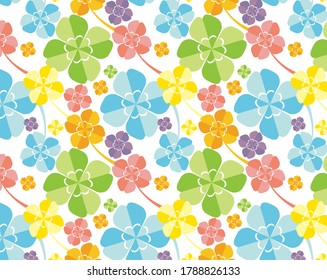 Four leaf clover background image Colorful clover vector illustration. Seamless pattern