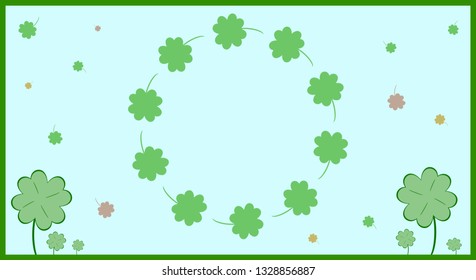 four leaf clover background and template and circle four leaf clover for add text or brand illustration.flat vector