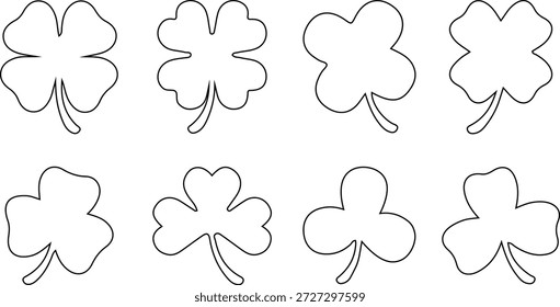 Four leaf clover black line st patricks day luck