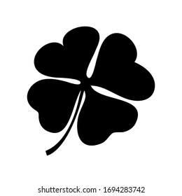Four Leaf Clover, black and white vector illustration, Irish symbol, St Patrick's Day logo, luck sign
