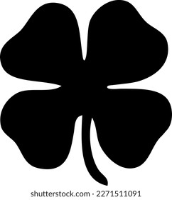 Four Leaf Clover Black and White Illustration