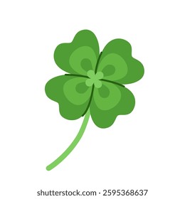 Four leaf clover bringing good luck. Cartoon festive element for St. Patrick's Day.