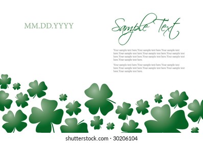 Four leaf Clover Card and Invitation Template for St. Patrick's Day