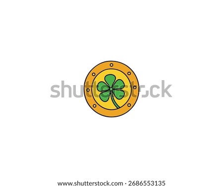 Four Leaf Clover Coin Icon Keywords four leaf clover, coin, lucky, luck, shamrock, 