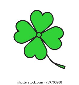 Four leaf clover color icon. Symbol of success and good luck. Isolated vector illustration