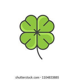Four leaf clover colored line icon.