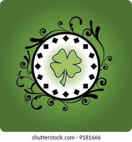 Four Leaf Clover in Dark Green Environment