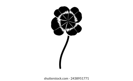 Four Leaf Clover emblem, black isolated silhouette