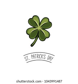 Four leaf. Clover emblem. Decorations for the holiday of St. Patrick s. Vector illustration isolated on white background.
