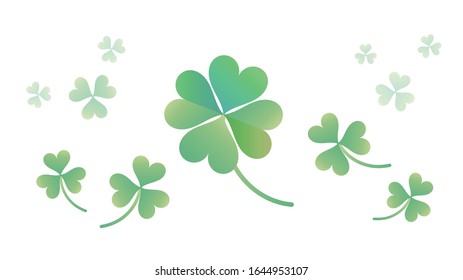 Four leaf clover. field, Spring fun image (white background)