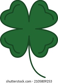 Four Leaf Clover Filled Outline Icon Vector