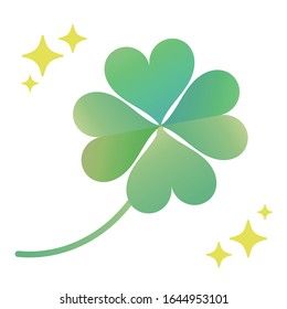 Four leaf clover. Glitter, shine and Happy image （white background）