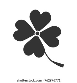 Four leaf clover glyph icon. Symbol of success and good luck. Silhouette symbol. Negative space. Vector isolated illustration