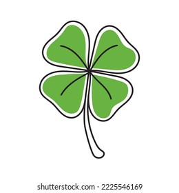 Four leaf clover for good luck. Isolated on white background
