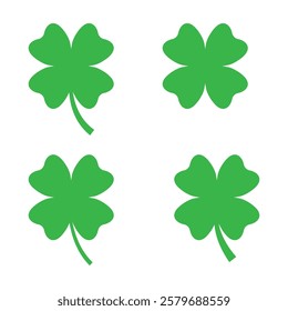 Four leaf clover green icon. St. Patricks Day icon.