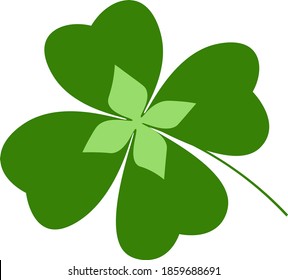 Four leaf clover green vector illustration. Lucky shamrock. St. Patrick's day illustration.