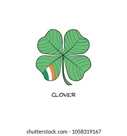 Four leaf clover hand drawn icon. St. Patrick's day symbol. Vector illustration.