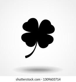 Four leaf clover icon. Black icon isolated on white background. Clover silhouette. Simple icon. Web site page and mobile app design vector element.