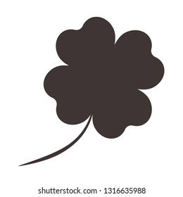 Four leaf clover icon. Black icon isolated on white background. Clover silhouette. Simple icon. Web site page and mobile app design vector element. 